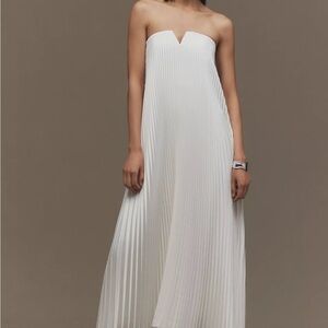 Anthropologie L'IDÉE Black Tie Strapless Maxi Gown in Ivory